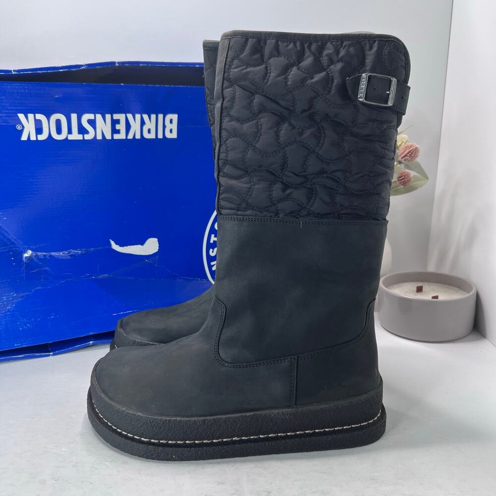Birkenstock Iskut Leather/Textile Mid Calf Boot Black Women 7/EU38/Men 5 NWB
